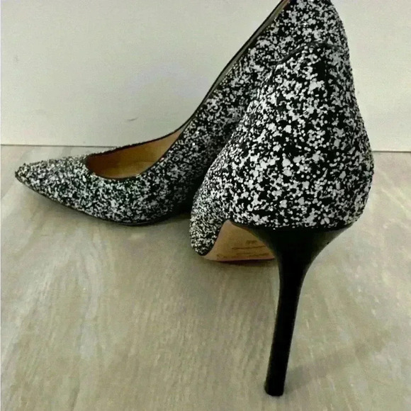 Jimmy Choo Monochrome Coarse Glitter Fabric Romy Pointed Toe Pumps Size 36 - Picture 4 of 12